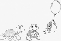 Zeichnung Schildkröten und Mädchen in Tasse